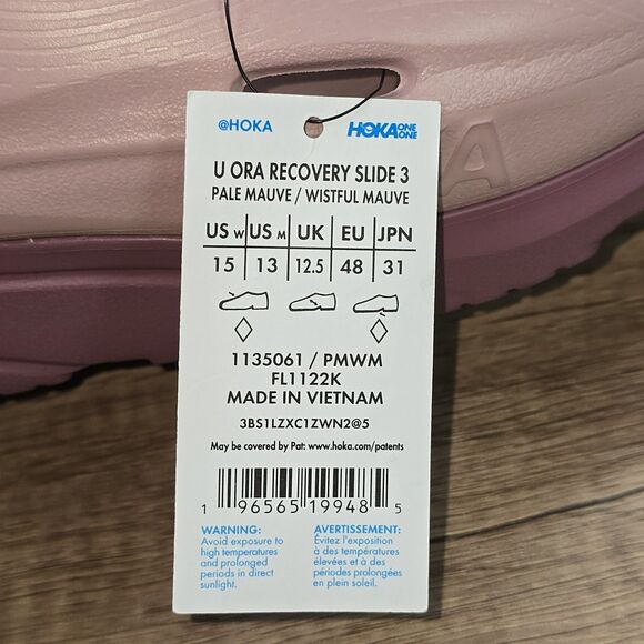 Hoka One U Ora Recovery Slide 3 Men’s Sz 13 Women's Sz 15 Pale Mauve Sandals NEW - Picture 8 of 9